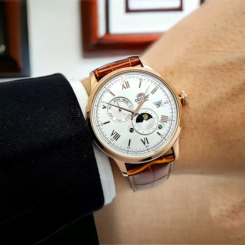 Orient Bambino Version 9 “Sun & Moon” Automatic Men's Watch- RA‑AK0801S